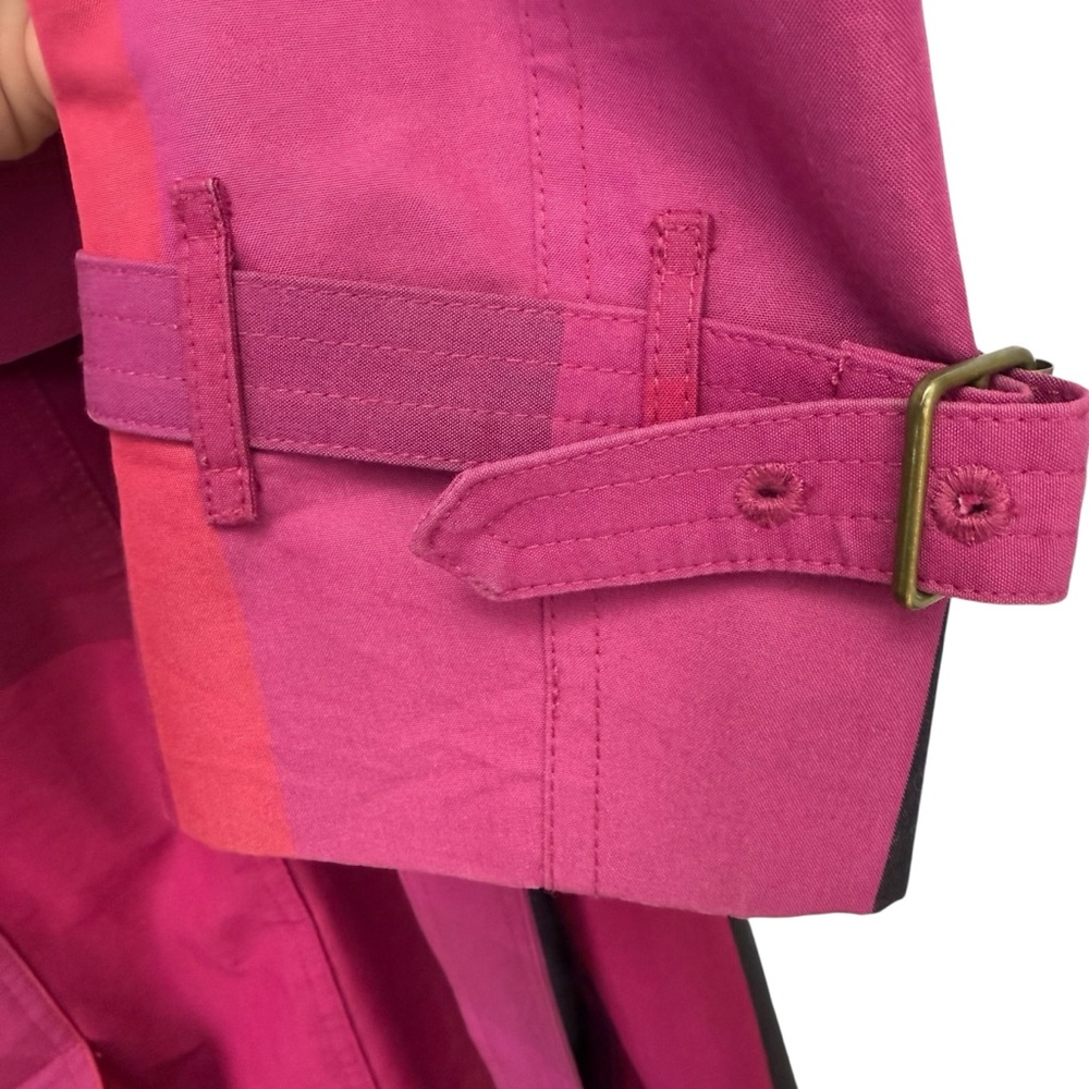 Burberry Brit Women's Pink and Purple Plaid Trench Coat, Size L - Picture 7 of 16